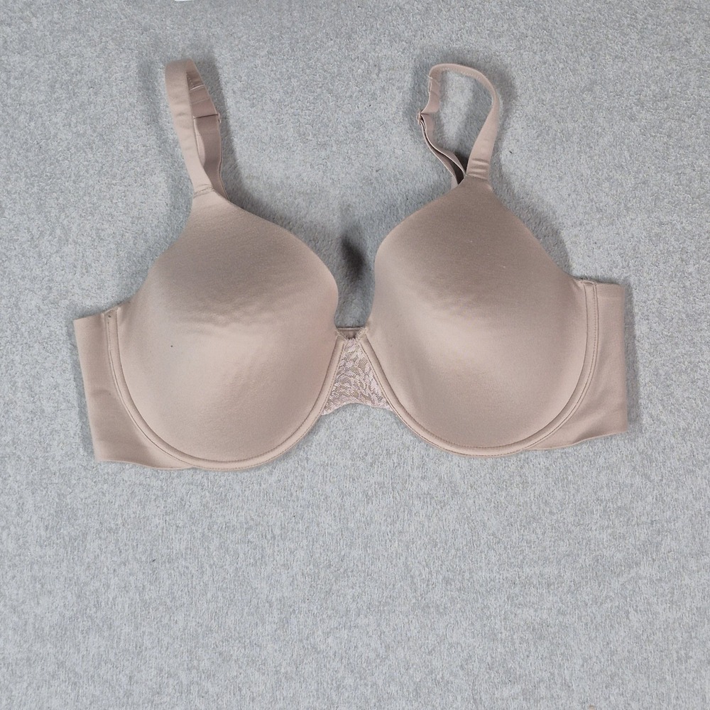 Bali Women Bra 40DD Beige T Shirt Underwired Lace Strap Adjustable